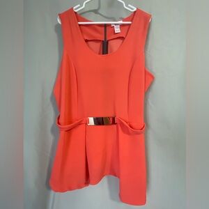 Lucy Diamonds peplum style tank top with attached belt.  Size 3X